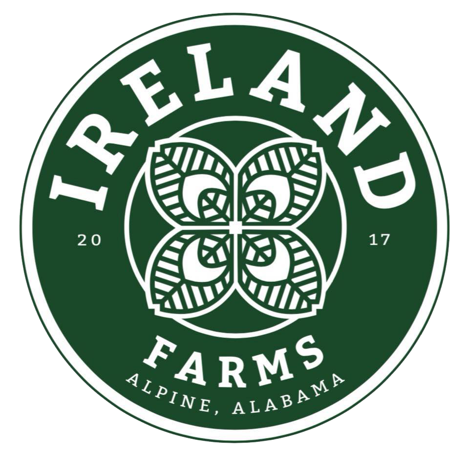 logo Logo of Ireland Farms, established in 2017, located in Alpine, Alabama, featuring a green circular design with a stylized floral emblem and the text "IRELAND FARMS" prominently displayed.